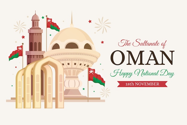 Vector gratuito diseño plano día nacional de omán