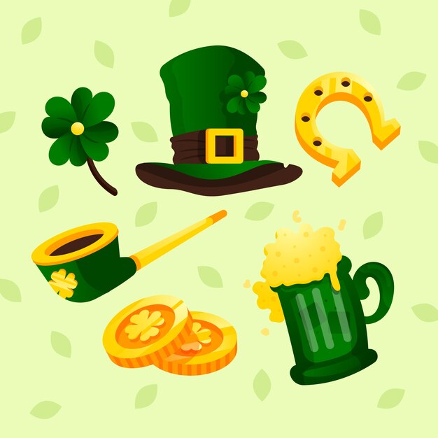 Diseño plano del día de san patricio del conjunto de elementos