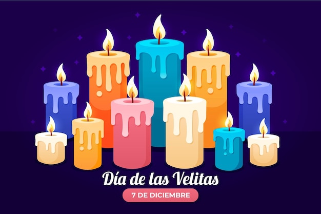 Vector gratuito diseño plano dia de las velitas