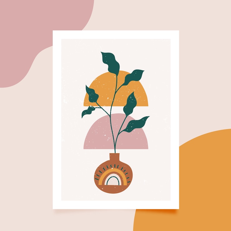 Vector gratuito diseño plano dibujado a mano arte de pared boho