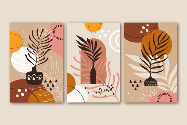 Diseño plano dibujado a mano arte de pared boho