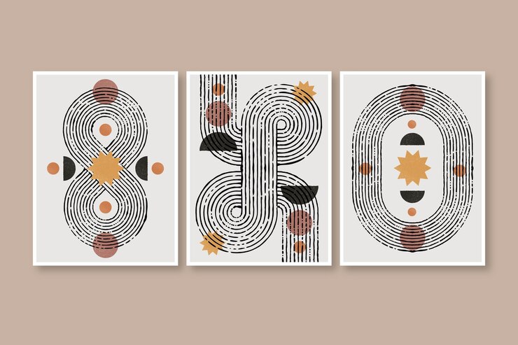 Vector gratuito diseño plano dibujado a mano arte de pared boho