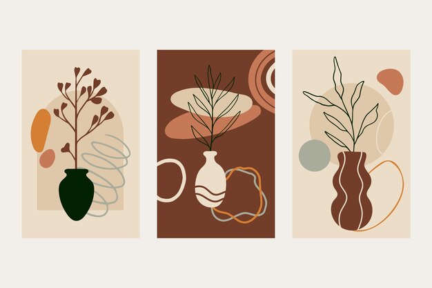 Diseño plano dibujado a mano arte de pared boho