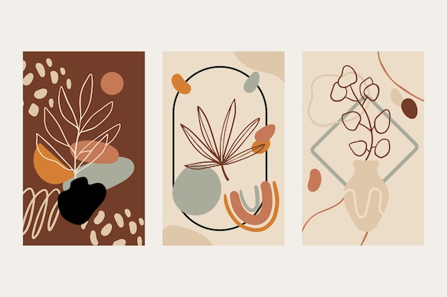 Diseño plano dibujado a mano arte de pared boho