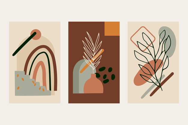 Diseño plano dibujado a mano arte de pared boho
