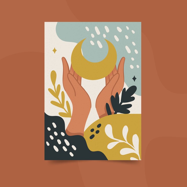 Vector gratuito diseño plano dibujado a mano arte de pared boho