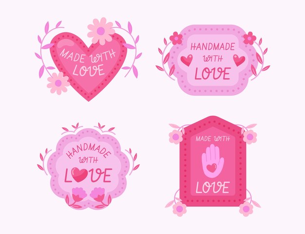 Diseño plano dibujado a mano hecho con sellos de amor.
