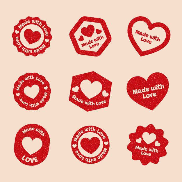 Diseño plano dibujado a mano hecho con sellos de amor.