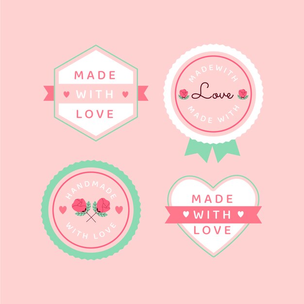 Diseño plano dibujado a mano hecho con sellos de amor.
