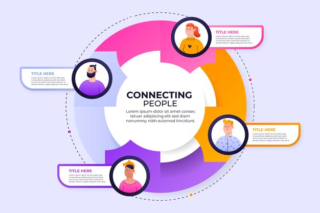 Diseño plano dibujado a mano que conecta personas infográficas