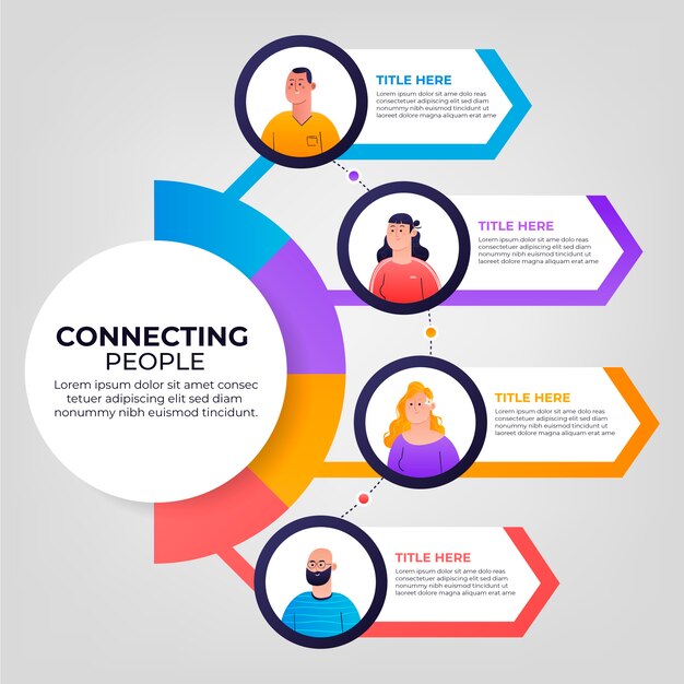 Diseño plano dibujado a mano que conecta personas infográficas