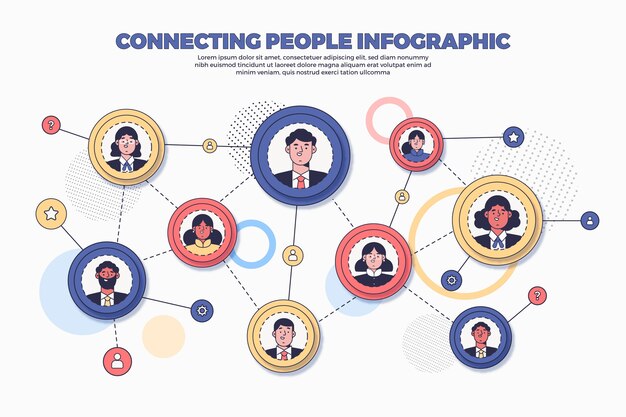 Diseño plano dibujado a mano que conecta personas infográficas