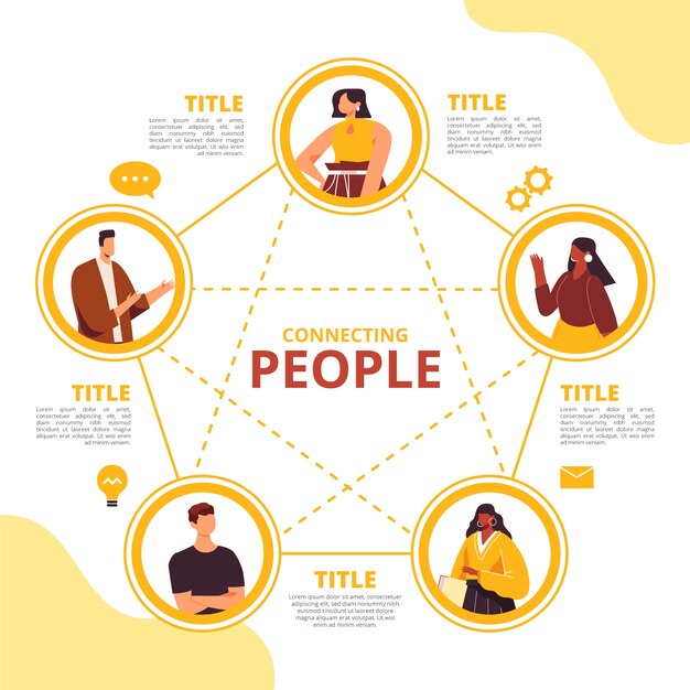 Diseño plano dibujado a mano que conecta personas infográficas