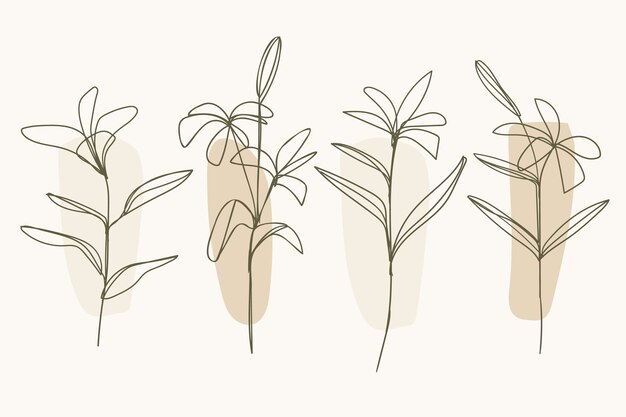 Diseño plano dibujado a mano con un simple contorno de flor