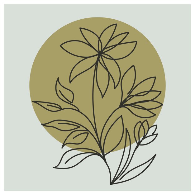 Diseño plano dibujado a mano con un simple contorno de flor