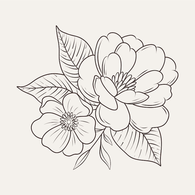 Vector gratuito diseño plano dibujado a mano con un simple contorno de flor