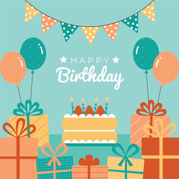 Diseño plano diseño de cartel de feliz cumpleaños