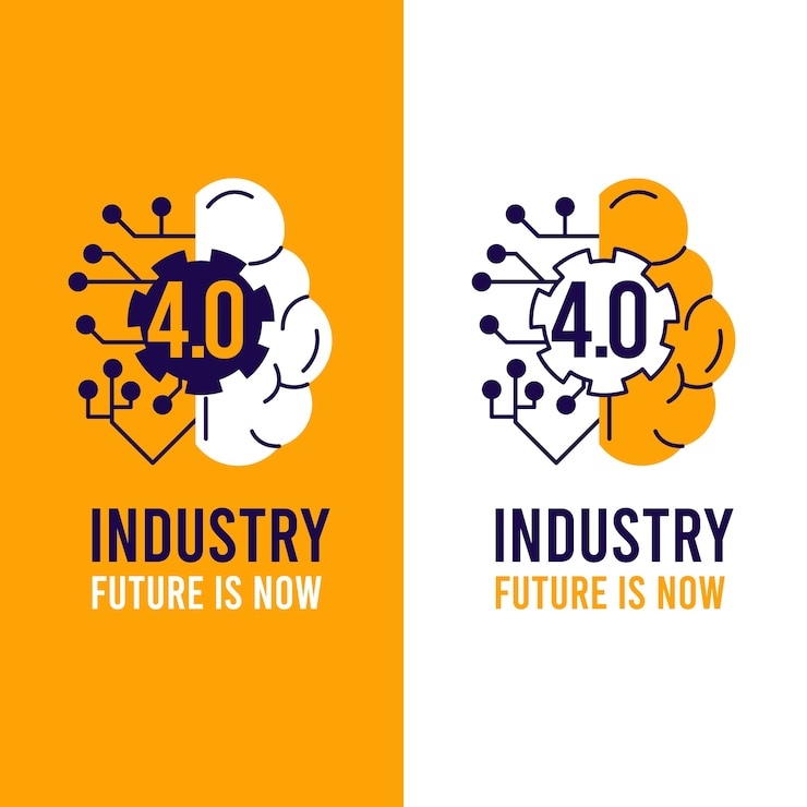 Vector gratuito diseño plano diseño del logotipo de la industria 4.0