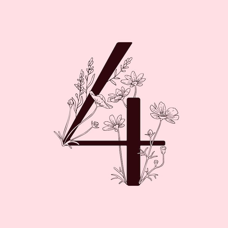 Vector gratuito diseño plano con diseño de números florales.