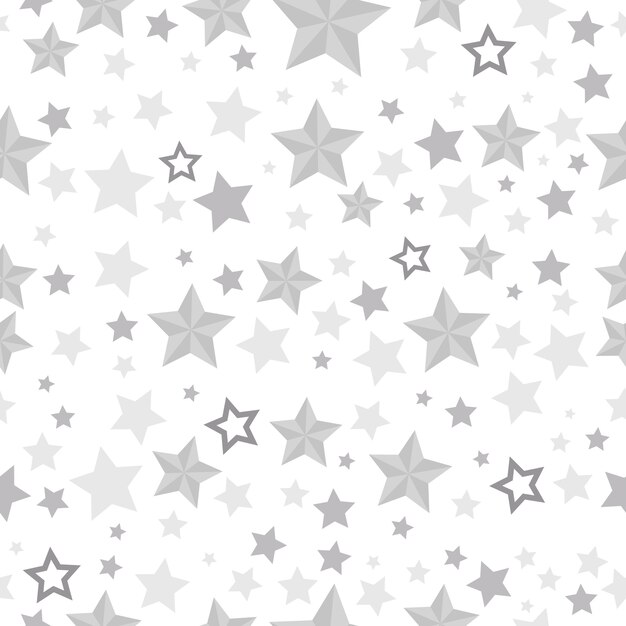 Diseño plano diseño de patrón de estrellas plateadas