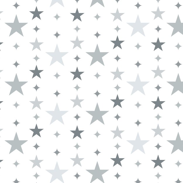 Diseño plano diseño de patrón de estrellas plateadas