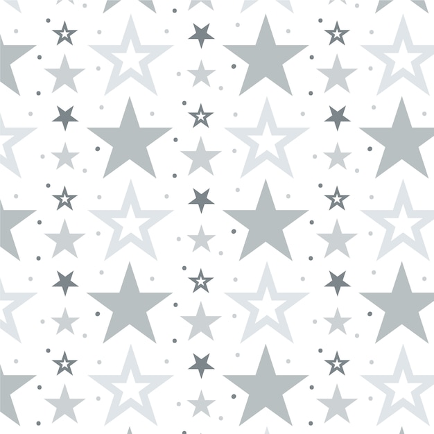 Diseño plano diseño de patrón de estrellas plateadas