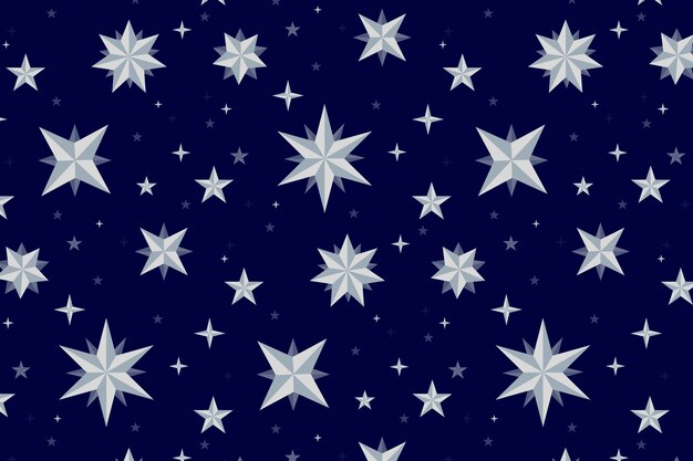 Diseño plano diseño de patrón de estrellas plateadas