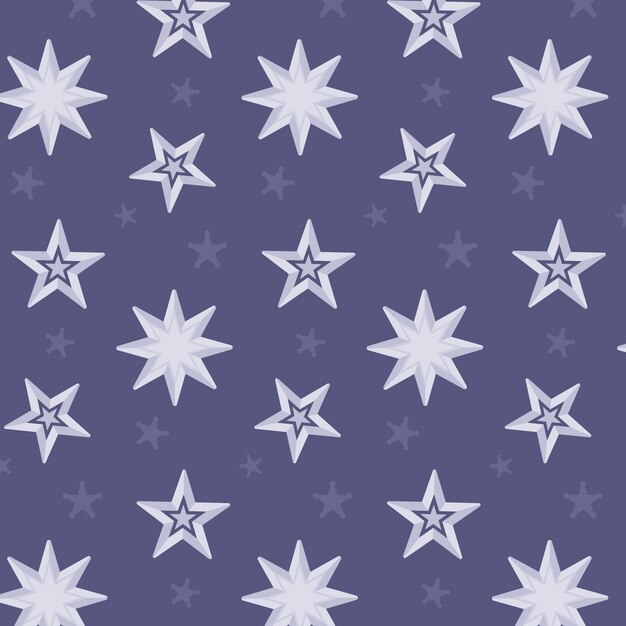 Diseño plano diseño de patrón de estrellas plateadas