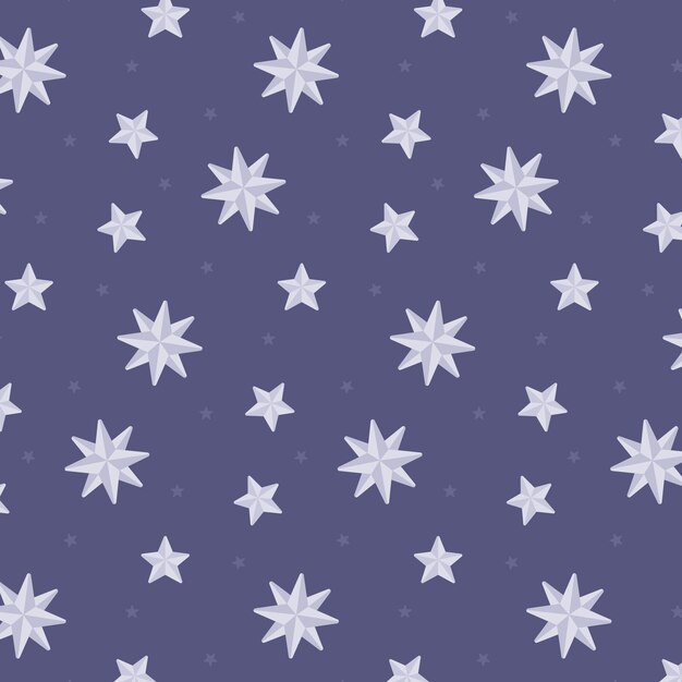 Diseño plano diseño de patrón de estrellas plateadas