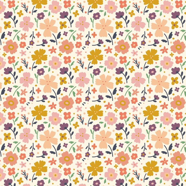 Diseño plano diseño de patrones de flores pequeñas