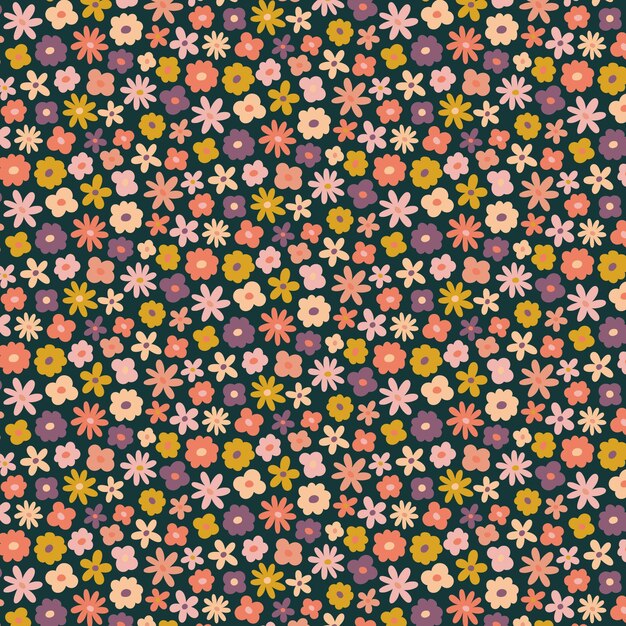 Diseño plano diseño de patrones de flores pequeñas