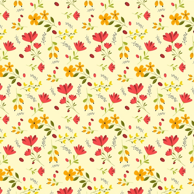 Diseño plano diseño de patrones de flores pequeñas