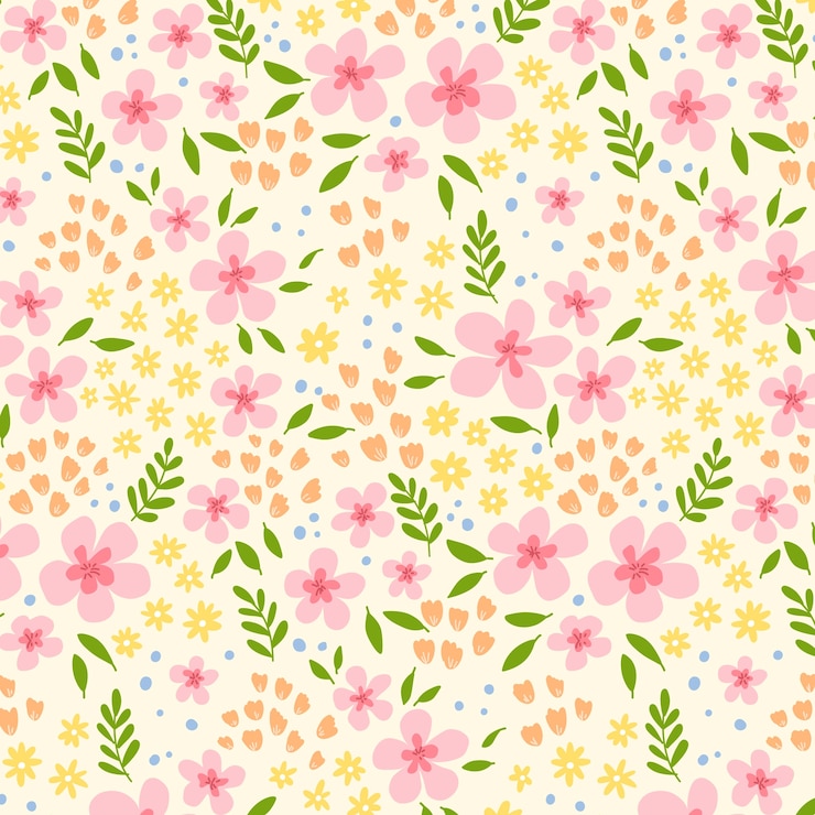 Vector gratuito diseño plano diseño de patrones de flores pequeñas
