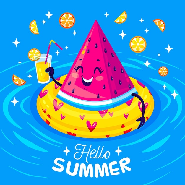 Vector gratuito diseño plano diversión ilustración de verano