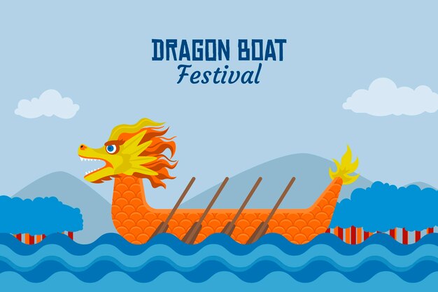 Vector gratuito diseño plano dragon boat y paletas de fondo