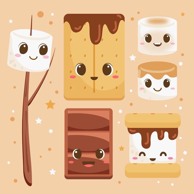 Diseño plano dulce s'more ilustración
