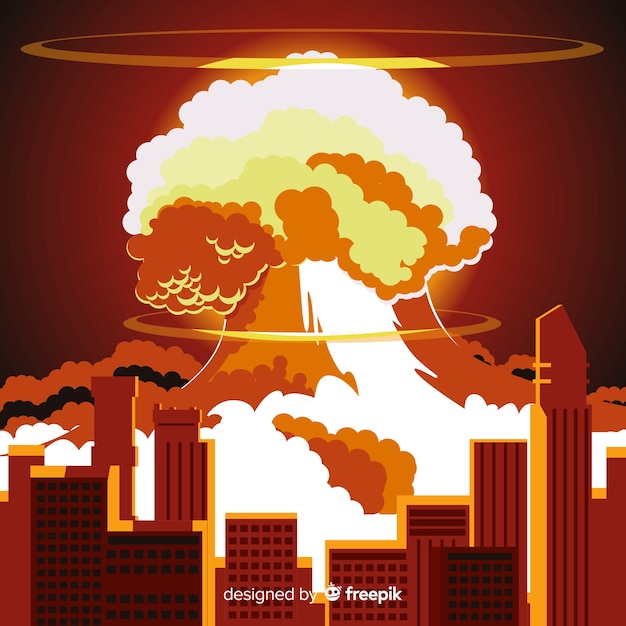 Vector gratuito diseño plano de efecto de explosión nuclear