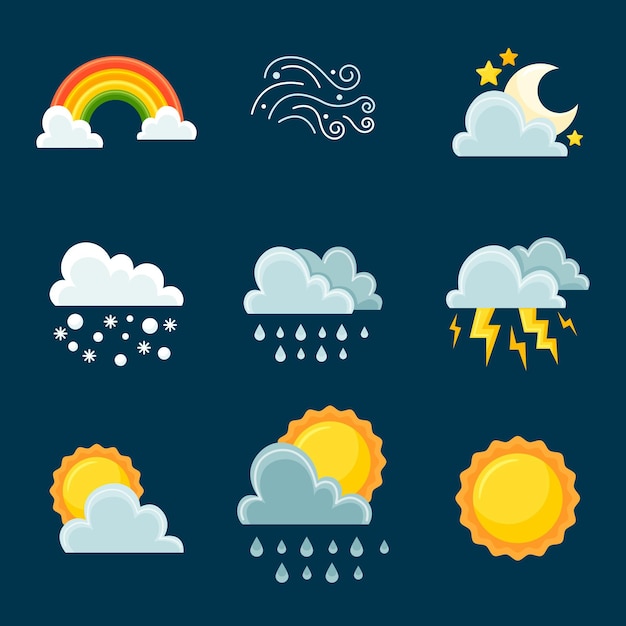 Diseño plano de efectos meteorológicos.