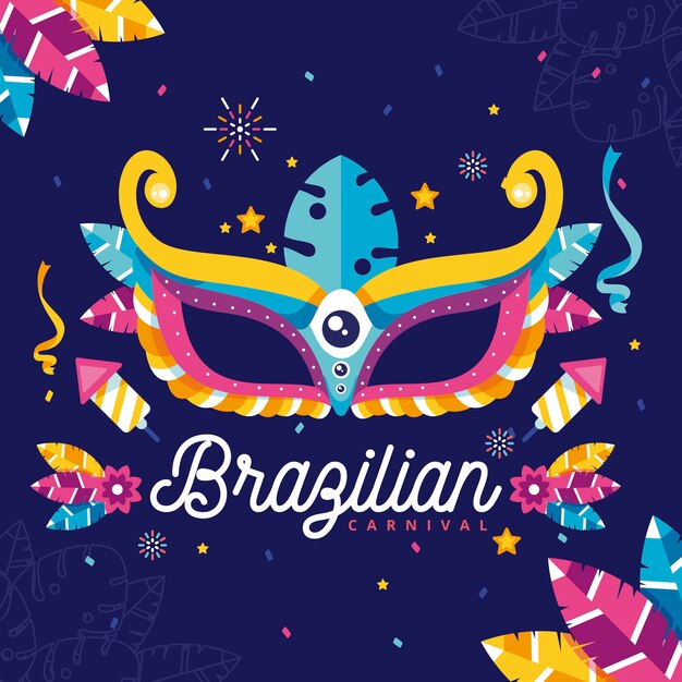 Vector gratuito diseño plano con elementos de carnaval brasileño.