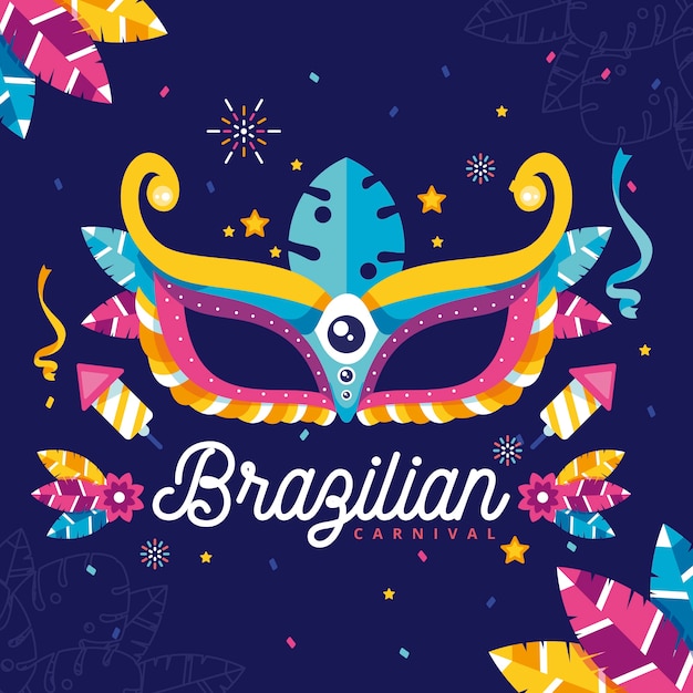 Diseño plano con elementos de carnaval brasileño.