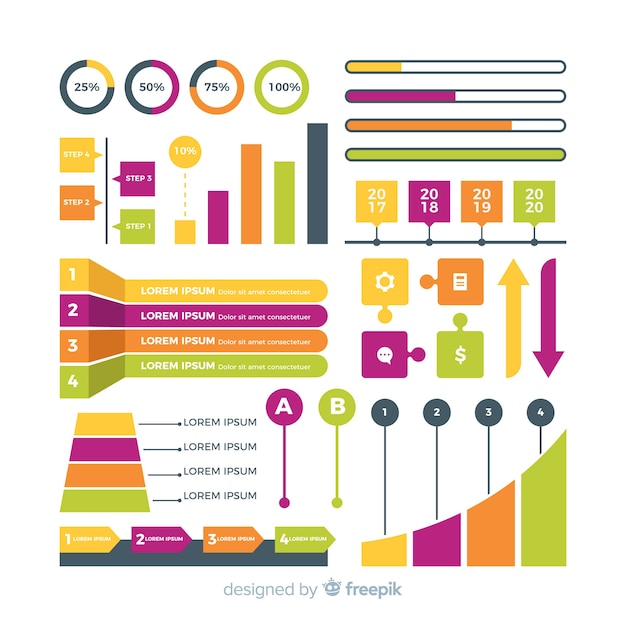 Diseño plano de elementos coloridos infografía