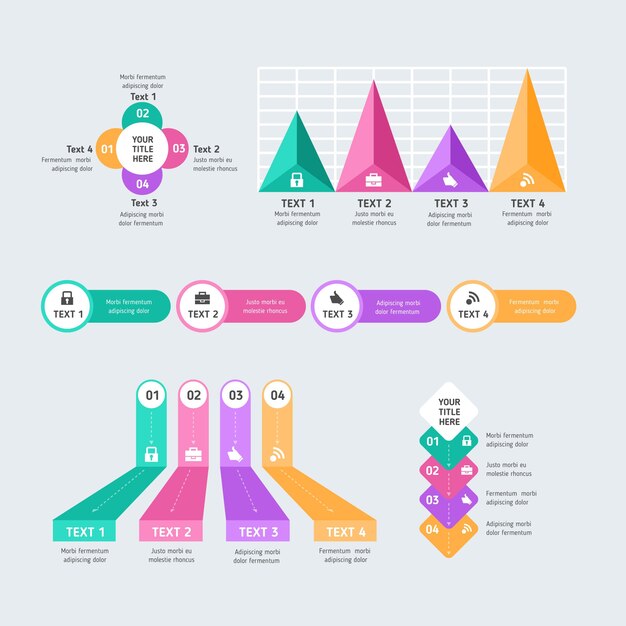 Diseño plano de elementos de infografía empresarial