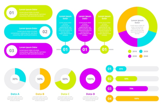 Diseño plano elementos infográficos coloridos