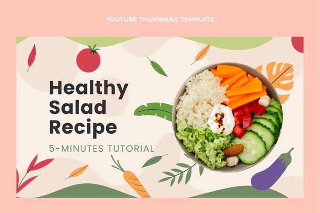 Diseño plano ensaladas saludables miniatura de youtube