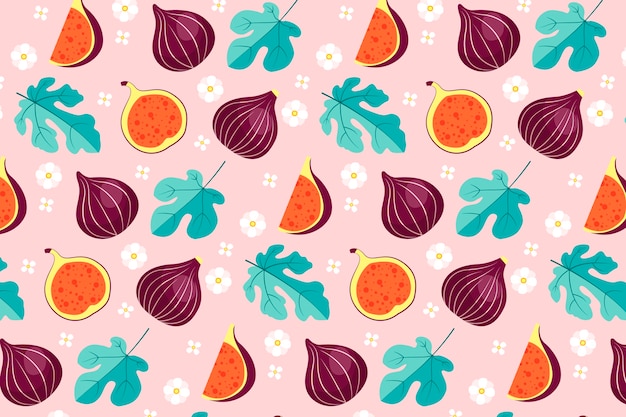 Vector gratuito diseño plano con estampado de frutas y flores.