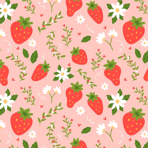 Vector gratuito diseño plano con estampado de frutas y flores.