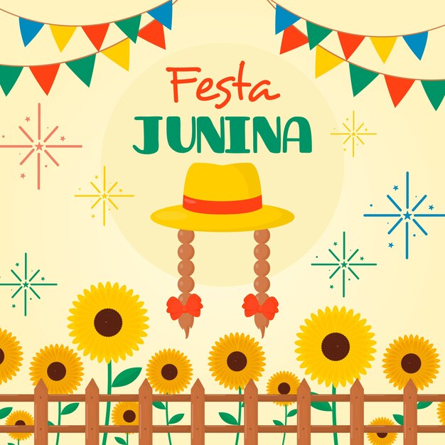 Diseño plano estilo festa junina