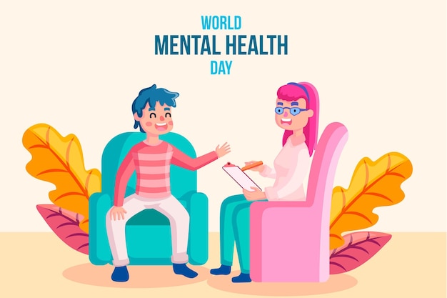 Vector gratuito diseño plano del evento del día mundial de la salud mental