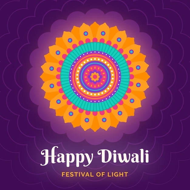 Diseño plano del evento de diwali símbolo colorido