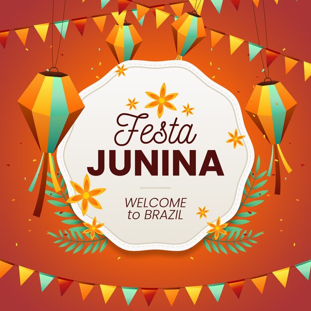 Diseño plano del evento del festival de junio